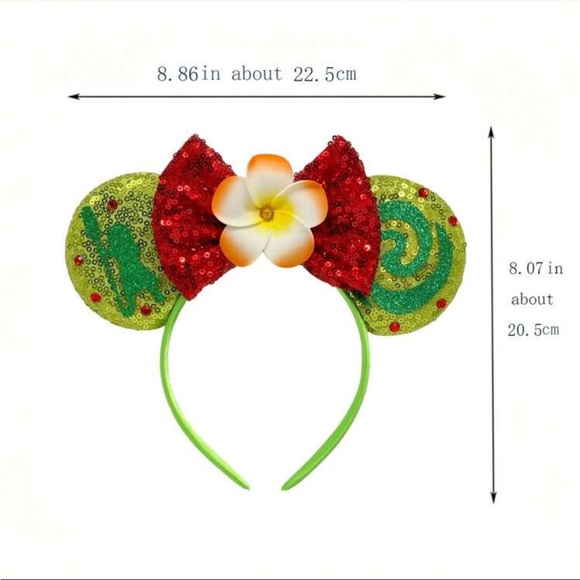 Princess Themed Hairband, Plumeria Glitter Bowknot Ear Hair Band - Picture 2 of 3